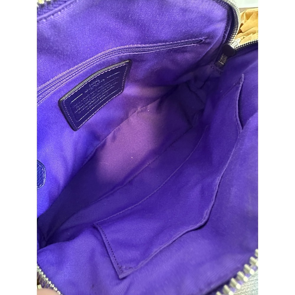 Coach Mini Cora Domed Satchel Crossgrain Leather Metallic Purple Iris Rare HTF - Picture 7 of 16